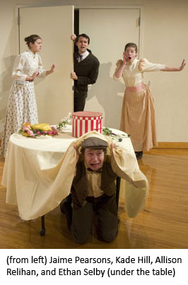 (from left) Jaime Pearsons, Kade Hill, Allison Relihan, and Ethan Selby (under the table) 