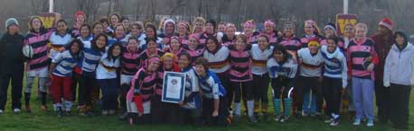 Exhausted, but proud, the KSC (in pink and black) and Williams (in blue and white) women's rugby teams had something to crow about on Sunday morning.