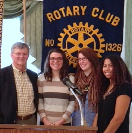 l–r: Dr. Paul Vincent, Johanna Debari, Chloe Nixon,Chloe Edmonds (photo by Rotary President Cathy Gray)