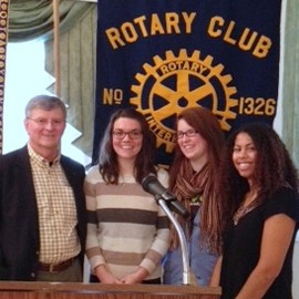 l–r: Dr. Paul Vincent, Johanna Debari, Chloe Nixon,Chloe Edmonds (photo by Rotary President Cathy Gray)